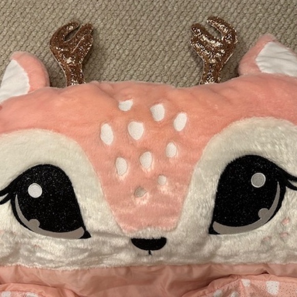 NWOT Justice Deer Sleeping Bag, Pink and White, Extra Large 60X30 - Picture 3 of 10